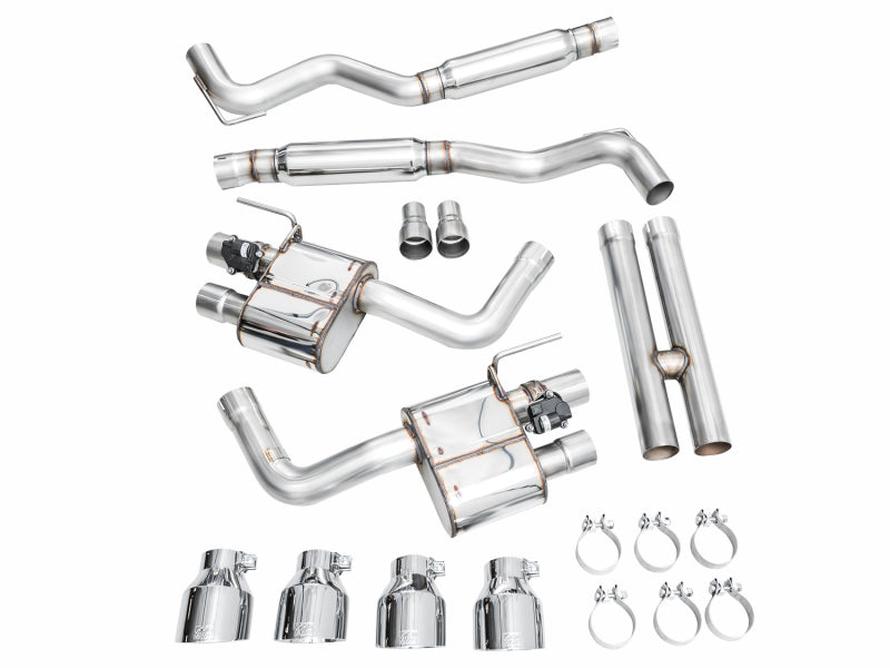 AWE Tuning 3025-42375 AWE 2024 Ford Mustang Dark Horse S650 RWD SwitchPath Catback Exhaust w/ Quad Chrome Silver Tips