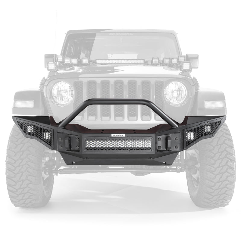 Go Rhino 331201T 07-20 Jeep Wrangler JL/JLU/JK/JKU/Gladiator JT Rockline Full Width Bumper w/ Overrider