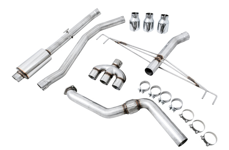 AWE Tuning 3020-52000 2017+ Honda Civic Type R Track Edition Exhaust w/Front Pipe & Triple Chrome Silver Tips