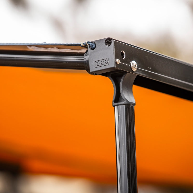 ARB 814412A Aluminum Awning, Black Frame, 8.2FT x 8.2FT, Installed with LED Light Strip