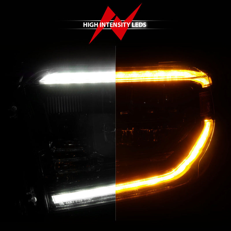 ANZO 111531 2014-2017 Toyota Tundra LED Crystal Headlights w/ Switchback Black Housing w/ DRL