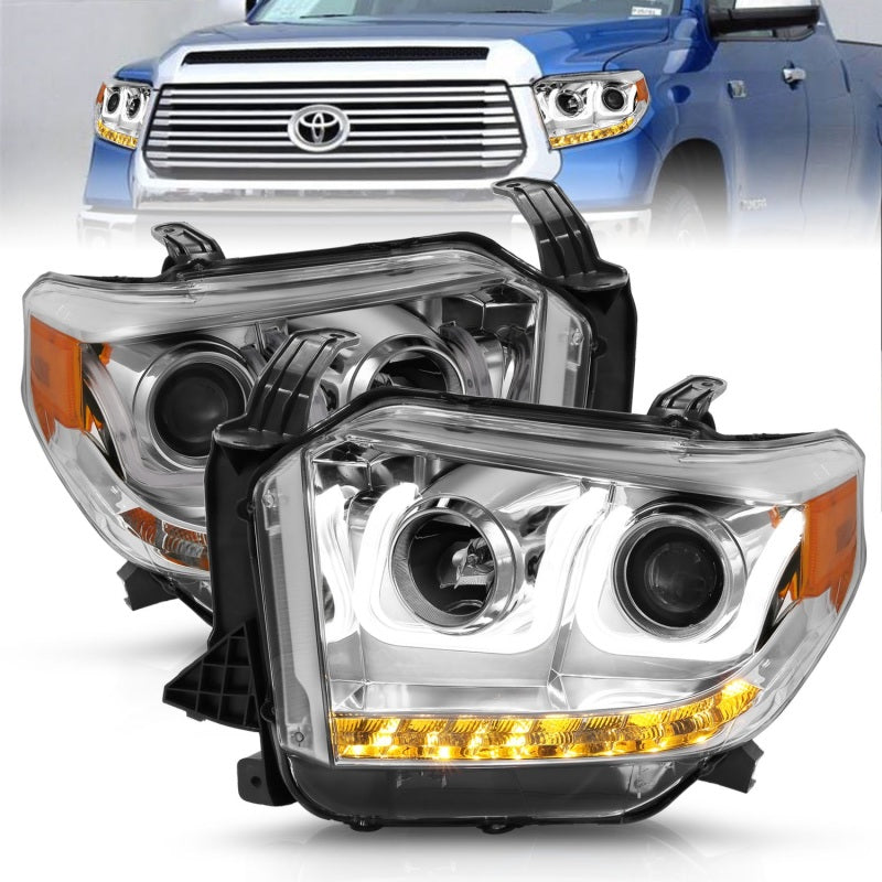 ANZO 111319 2014-2016 Toyota Tundra Projector Headlights w/ U-Bar Chrome