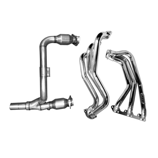 BBK 40500 07-11 Jeep 3.8 V6 Long Tube Exhaust Headers And Y Pipe And Converters - 1-5/8 Silver Ceramic