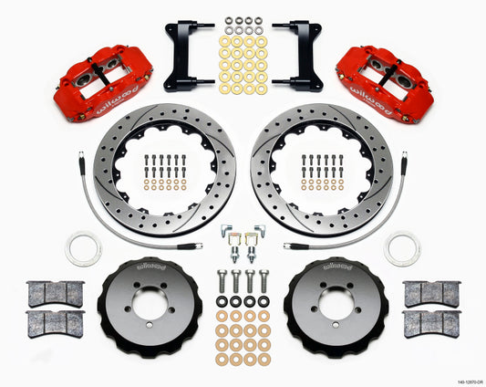Wilwood 140-12870-DR Narrow Superlite 6R Front Hat Kit 12.88in Drill Red 2012-Up Toyota / Scion FRS w/ Lines