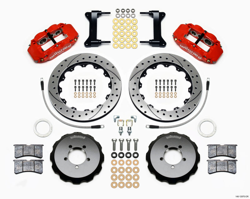 Wilwood 140-12870-DR Narrow Superlite 6R Front Hat Kit 12.88in Drill Red 2012-Up Toyota / Scion FRS w/ Lines