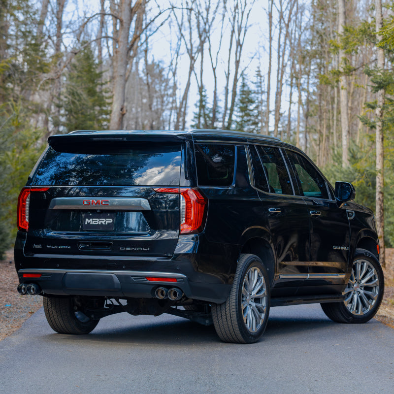 MBRP S50573CF 2021+ Chevy Tahoe / GMC Yukon T304 SS 3in Cat-Back Dual Split Exhaust w/ Quad Carbon Fiber Tips