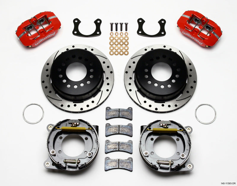 Wilwood 140-11393-DR Dynapro Low-Profile 11.00in P-Brake Kit Drill-Red Small Ford 2.66in Offset
