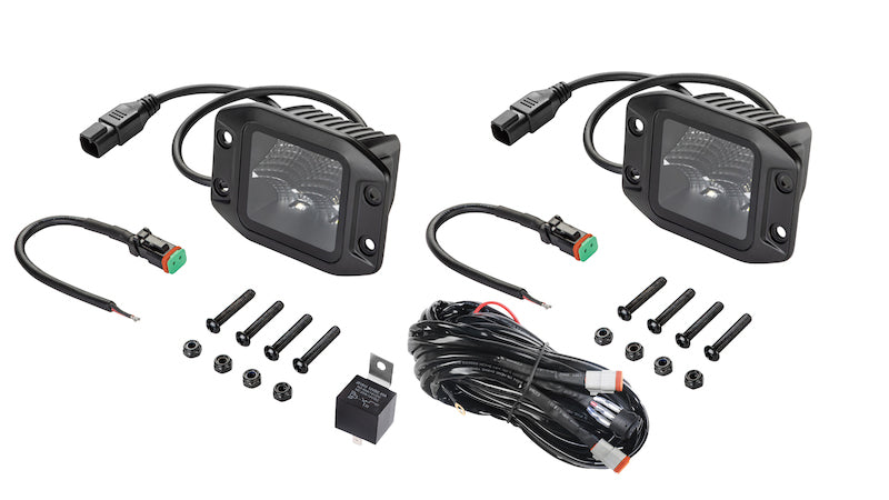 Hella 358176831 Universal Black Magic 3.2in L.E.D. Cube Kit - Flood Beam (Flush Mount)