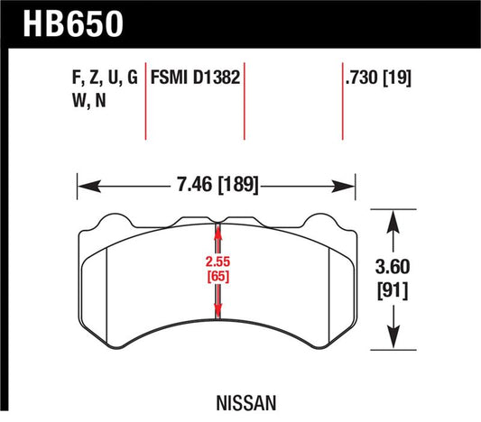 Hawk Performance HB650N.730 Hawk 09-11 Nissan GT-R HP+ Street Front Brake Pads
