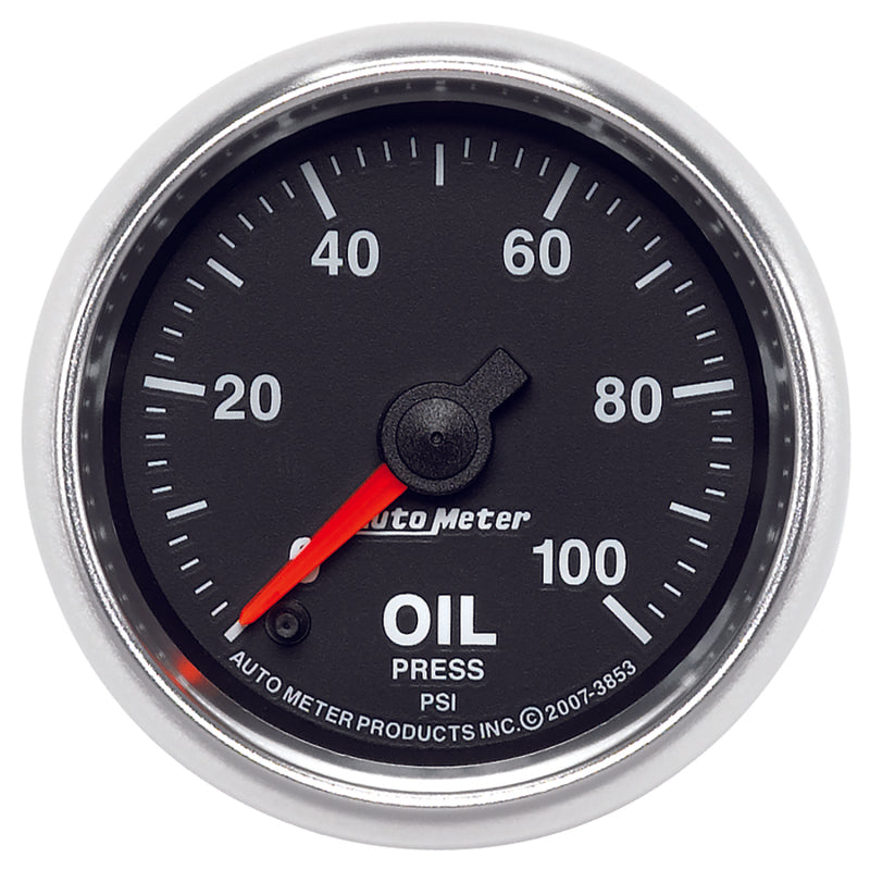 AutoMeter 3853 Autometer GS Series 2-1/16in Oil Pressure Gauge 100PSI Electric Full Sweep