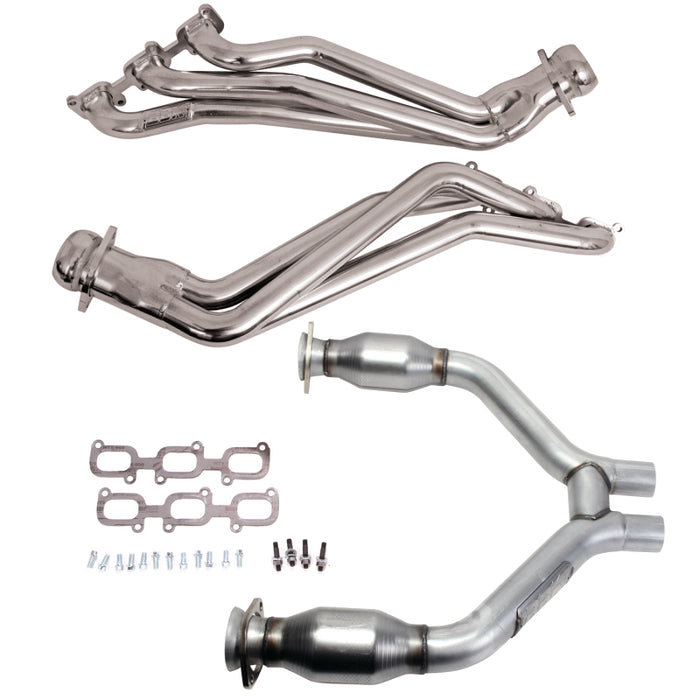 BBK 16424 15-17 Ford Mustang V6 1-3/4 Long Tube Headers w/High Flow Catted H Pipe (Silver Ceramic)