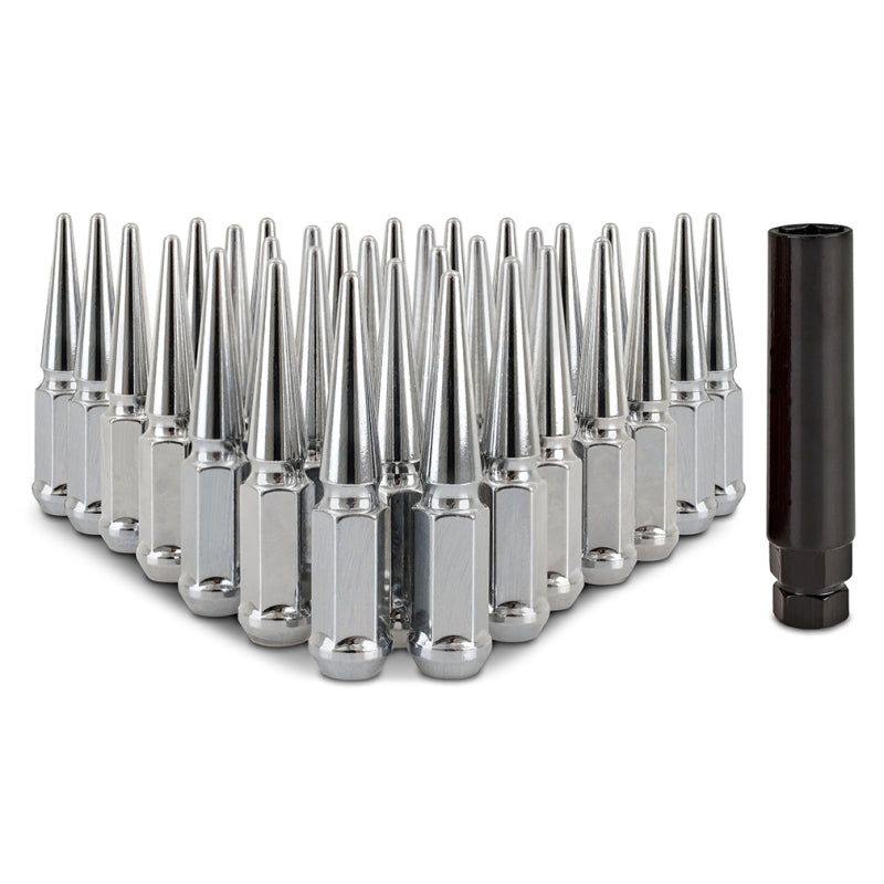Mishimoto MMLG-SP1415-32CH Steel Spiked Lug Nuts M14 x 1.5 32pc Set Chrome