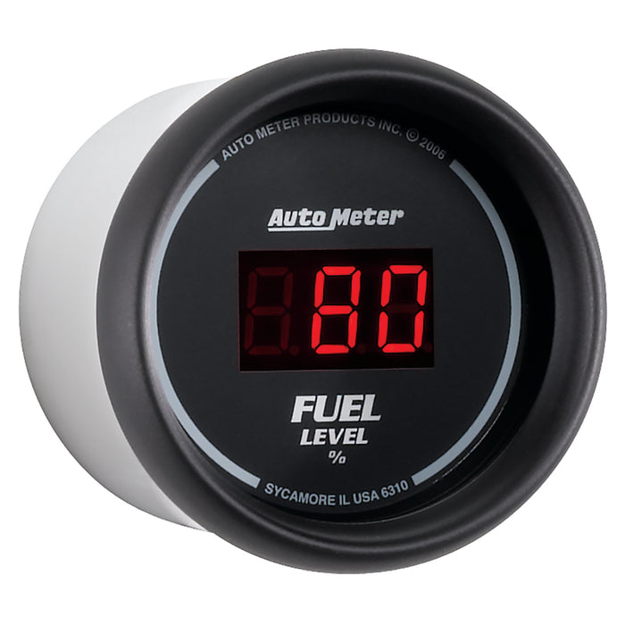 AutoMeter 6310 Autometer 52mm Black Digital Programmable Empty-Full Fuel Level Gauge