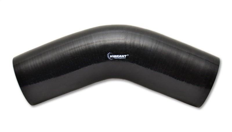 Vibrant 2917 4 Ply Reinforced Silicone Elbow Connector - 5in ID x 4in Leg 45 Deg Elbow (BLACK)