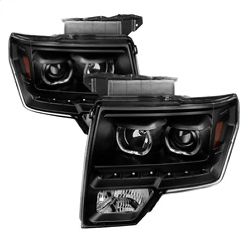 SPYDER 9032226 xTune Ford F150 09-14 Projector Headlights Halogen Model Only LED Halo Black PRO-JH-FF15009-CFB-BK
