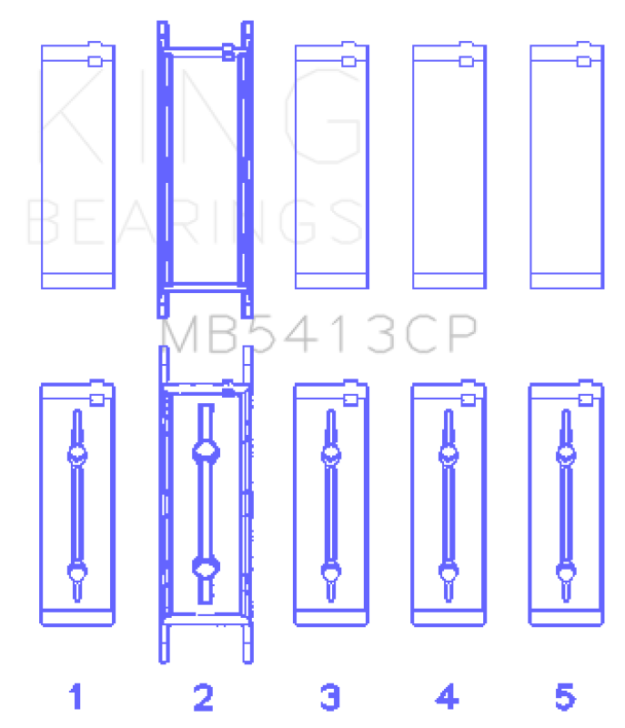 King Engine Bearings MB5413CP Opel LNF/LSJ/L42/61/Z22SE Crankshaft Main Bearing Set (Set of 5)