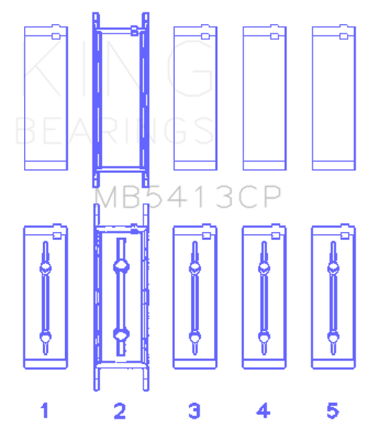 King Engine Bearings MB5413CP Opel LNF/LSJ/L42/61/Z22SE Crankshaft Main Bearing Set (Set of 5)