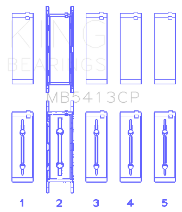 King Engine Bearings MB5413CP Opel LNF/LSJ/L42/61/Z22SE Crankshaft Main Bearing Set (Set of 5)
