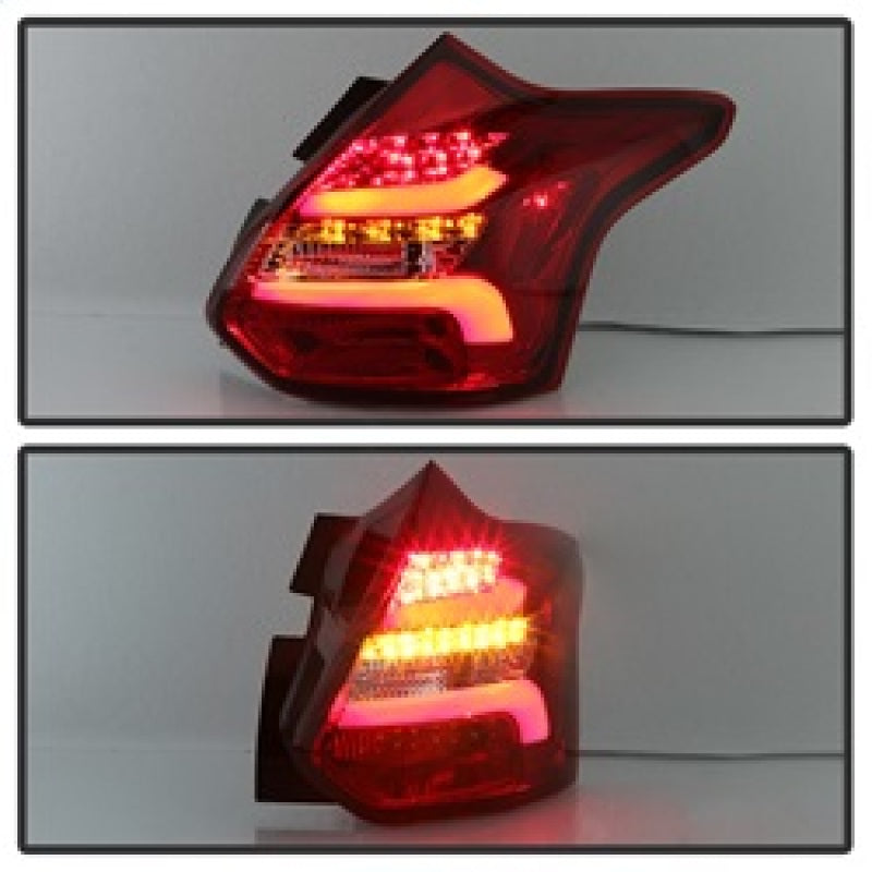 SPYDER 5085153 Spyder 12-14 Ford Focus 5DR LED Tail Lights - Red Clear (ALT-YD-FF12-LED-RC)