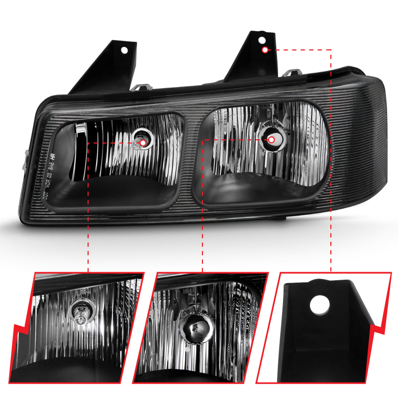 ANZO 111474 2003-2017 Chevy Express Crystal Headlight Black