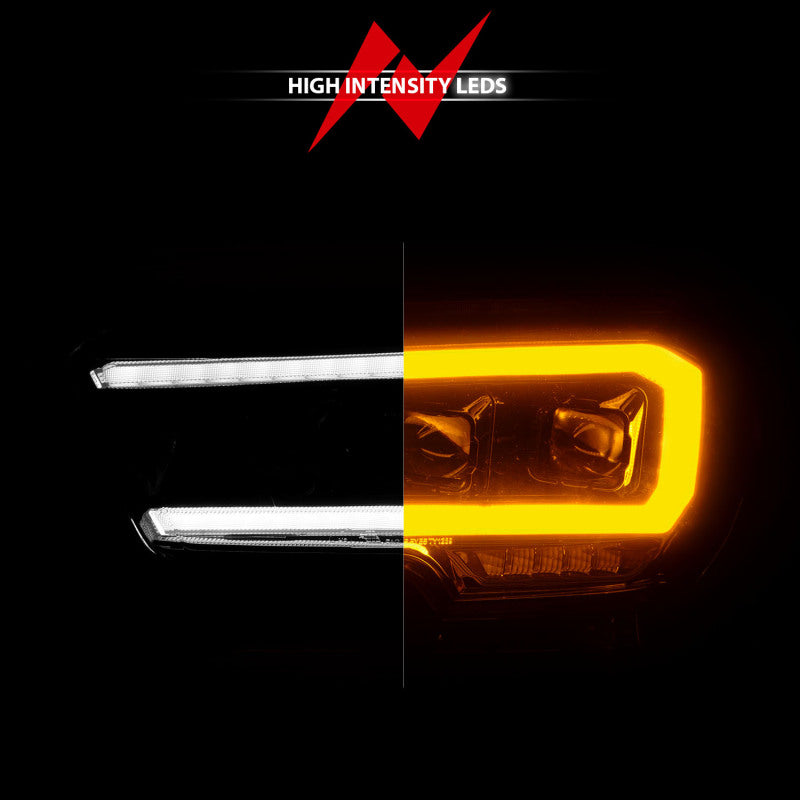 ANZO 111562 16-22 Toyota Tacoma SR/SR5 ONLY Full LED Proj Headlights w/Light Bar Seq. Blk w/Initiation Lgt