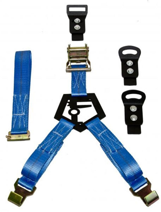 N-Fab BM1TSBL Bed Mounted Rapid Tire Strap Universal - Gloss Black - Blue Strap