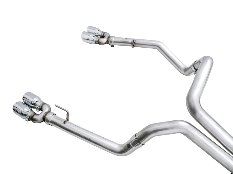 AWE Tuning 3015-42203 4th Gen GM 1500 6.2L 0FG Catback Split Rear Exit (w/ Bumper Cutouts) - Quad Chrome Tips