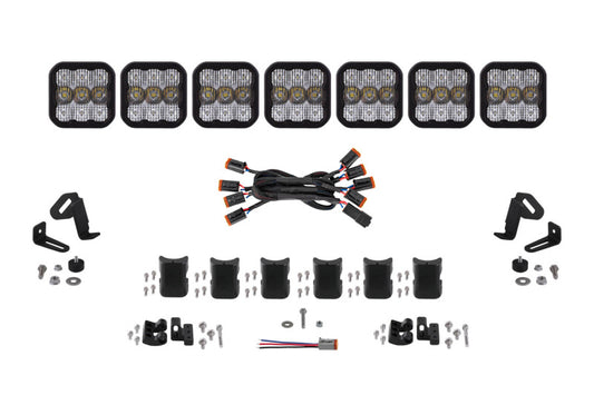 Diode Dynamics DD7246 SS5 Pro Universal CrossLink 7-Pod Lightbar - White Combo