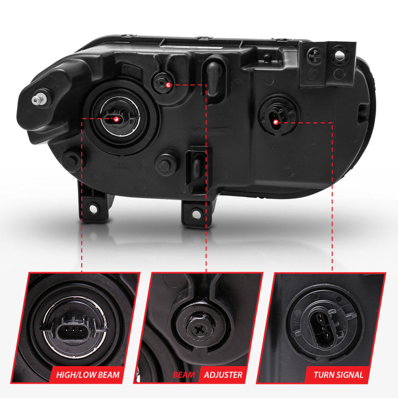 ANZO 121526 2008-2014 Dodge Challenger Crystal Headlights Black