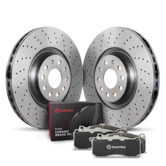 Brembo OE KTX0138 15-20 Audi A3 Quattro/15-20 S3/15-19 Golf R/15-21 GTI Front Disc Brake Kit