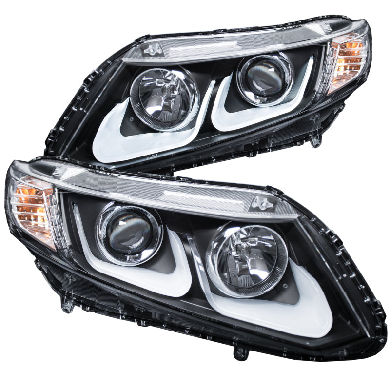 ANZO 121479 2012-2015 Honda Civic Projector Headlights w/ U-Bar Black