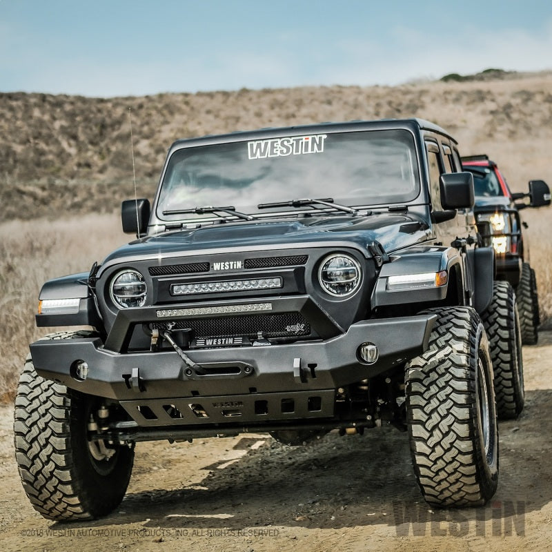 Westin 59-80125 18-20 Jeep Wrangler WJ2 Full Width Front Bumper w/LED Light Bar Mount Textured Black