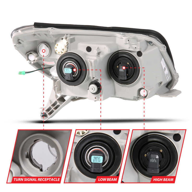 ANZO 111616 06-09 Toyota 4 Runner Projector Headlights Plank Style - Black
