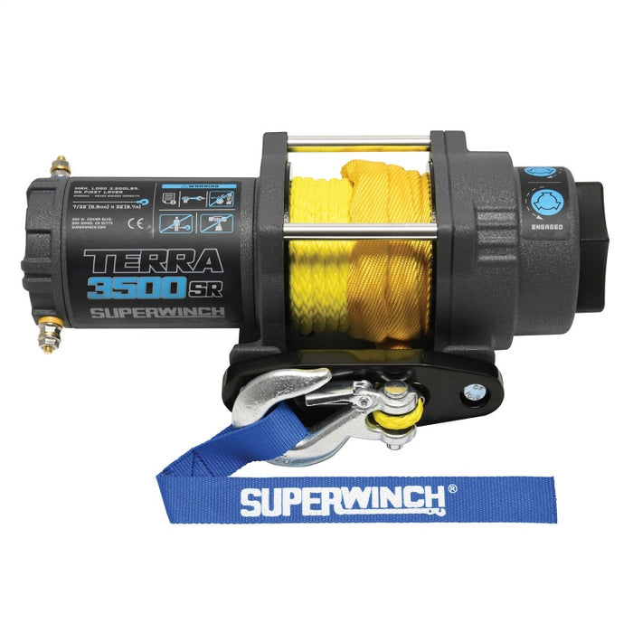 Superwinch 1135270 3500 LBS 12V DC 7/32in x 32ft Synthetic Rope Terra 3500SR Winch - Gray Wrinkle