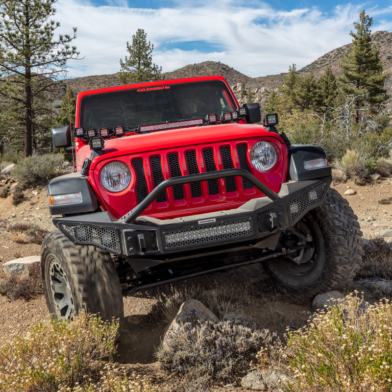 Go Rhino 331201T 07-20 Jeep Wrangler JL/JLU/JK/JKU/Gladiator JT Rockline Full Width Bumper w/ Overrider