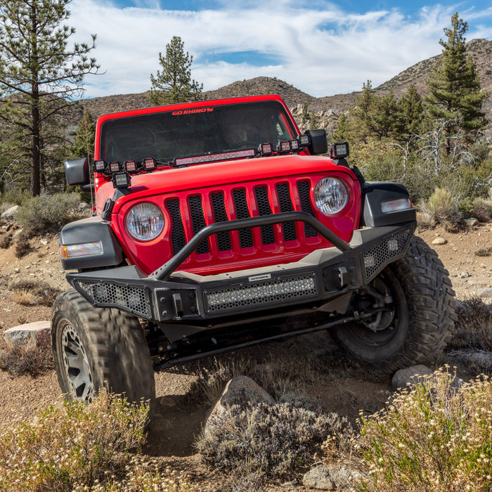 Go Rhino 331201T 07-20 Jeep Wrangler JL/JLU/JK/JKU/Gladiator JT Rockline Full Width Bumper w/ Overrider