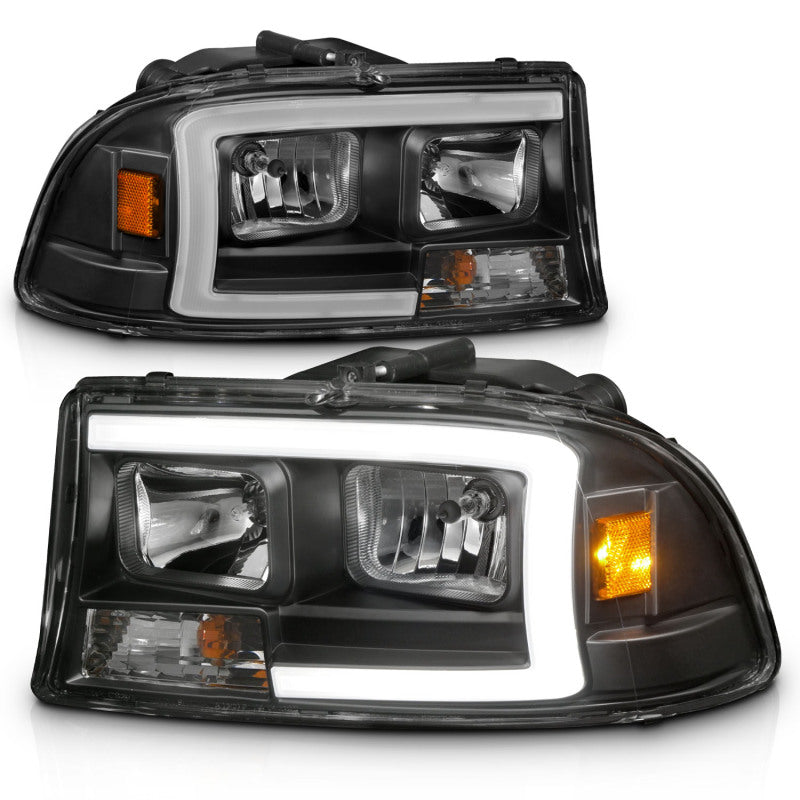 ANZO 111591 97-04 Dodge Dakota/Durango Crystal headlight Set w/ Light Bar Black Housing