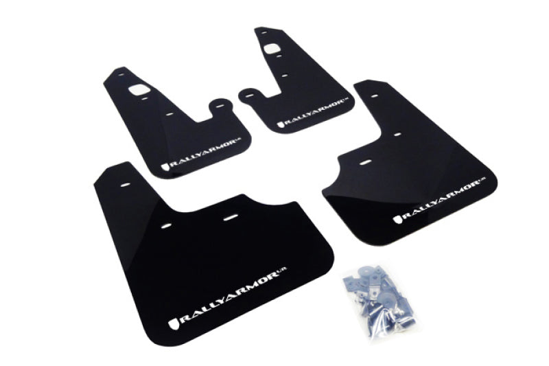 Rally Armor MF8-UR-BLK/WH 07-17 Mitsubishi Lancer Black UR Mud Flap w/ White Logo