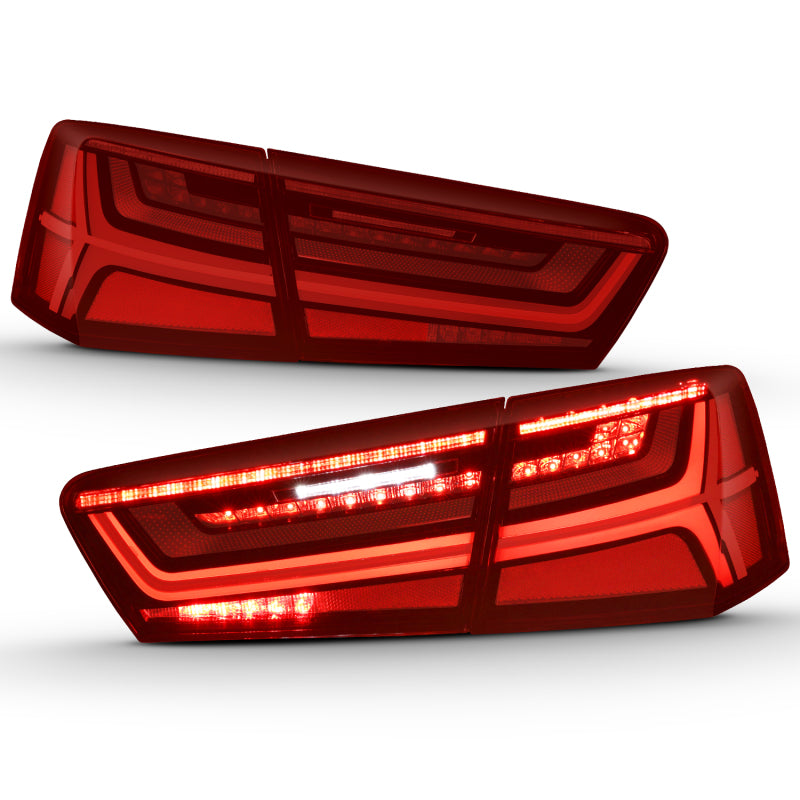 ANZO 321353 2012-2018 Audi A6 LED Taillight Black Housing Red/Clear Lens 4 pcs (Sequential Signal)