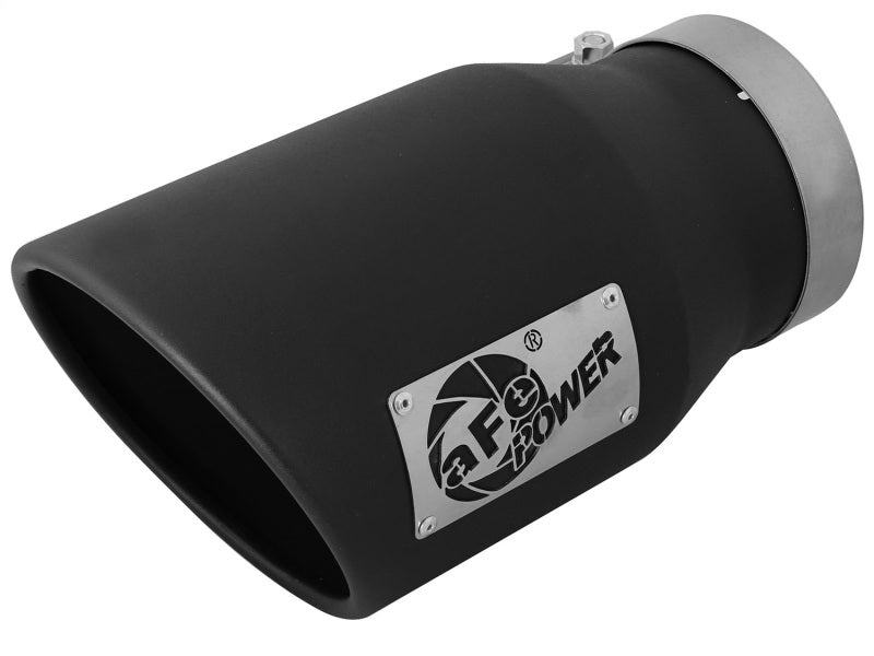 aFe 49T50702-B12 MACHForce XP 5in 304 Stainless Steel Exhaust Tip 5 In x 7 Out x 12L in Bolt On Right - Black