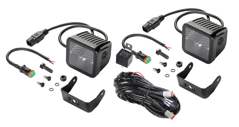 Hella 358176811 Universal Black Magic 3.2in L.E.D. Cube Kit - Flood Beam