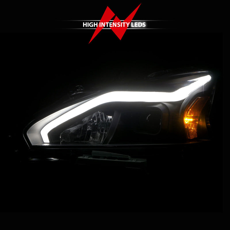 ANZO 121569 13-15 Nissan Altima (w/o Factory HID Bulbs) Projector Headlights - w/ Light Bar Black Housing
