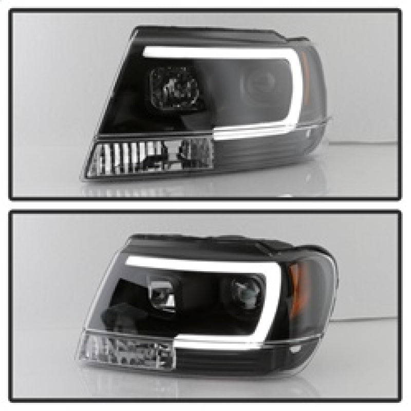 SPYDER 5085221 Spyder 99-04 Jeep Grand Cherokee Projector Headlights - Light Bar DRL LED - Black