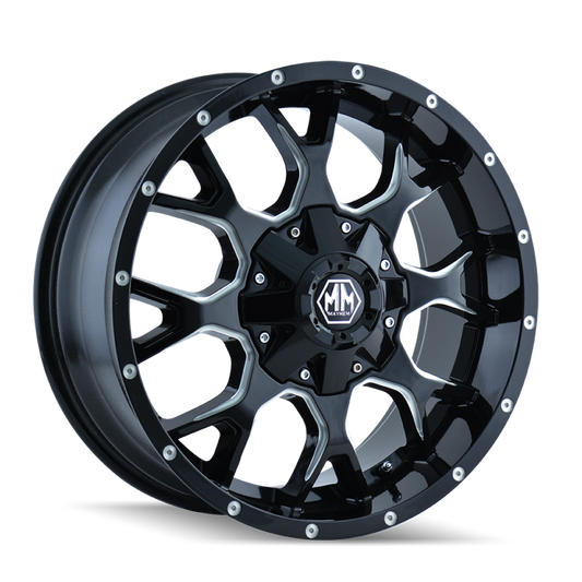 Mayhem 8015-2152M 8015 Warrior 20x10 / 5x127 BP / -25mm Offset / 87mm Hub Black w/ Milled Spokes Wheel