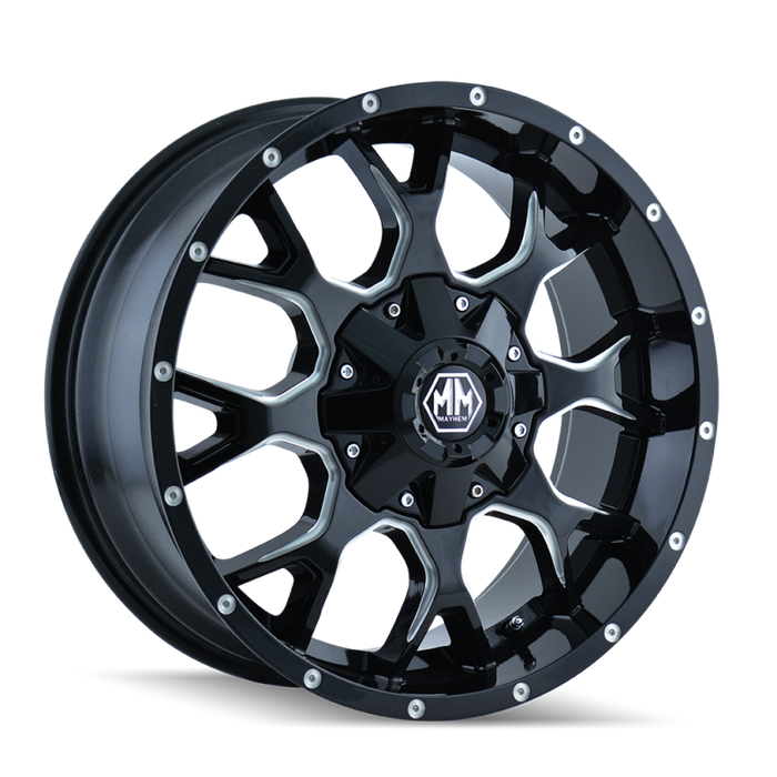 Mayhem 8015-2952M 8015 Warrior 20x9 / 5x127 BP / 0mm Offset / 87mm Hub Black w/ Milled Spokes Wheel