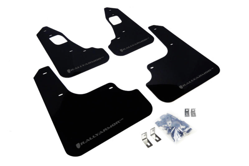 Rally Armor MF10-UR-BLK/GRY 08-17 Mitsubishi EVO X Black UR Mud Flap w/ Grey Logo