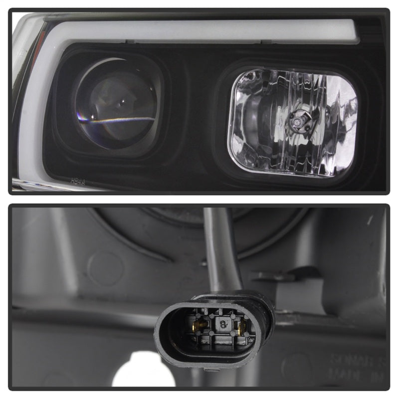 SPYDER 5085221 Spyder 99-04 Jeep Grand Cherokee Projector Headlights - Light Bar DRL LED - Black