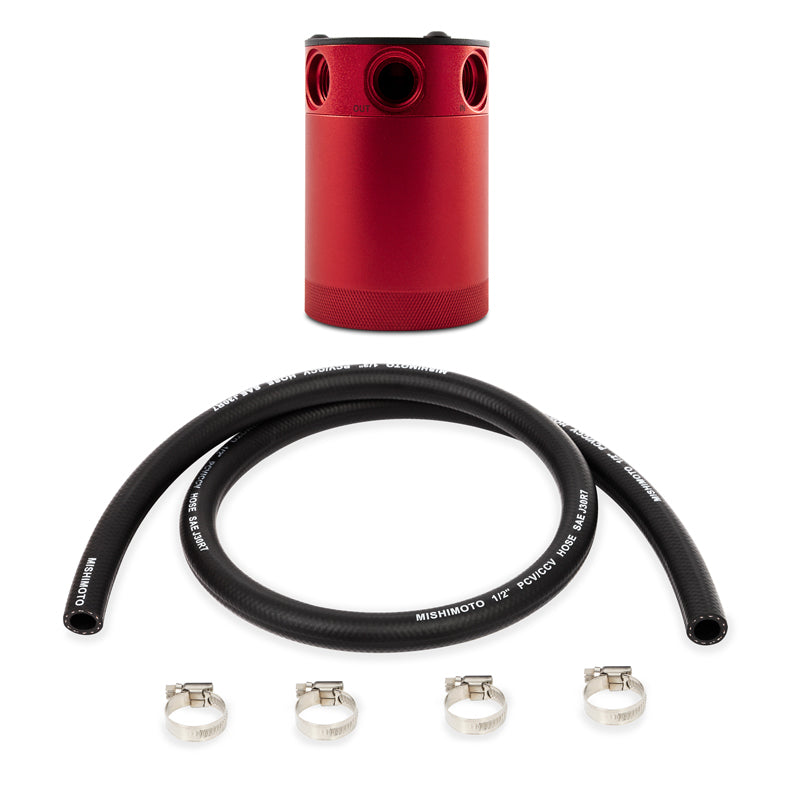 Mishimoto MMBCC-CBTHR-RD Compact Baffled Oil Catch Can 3-Port - Red