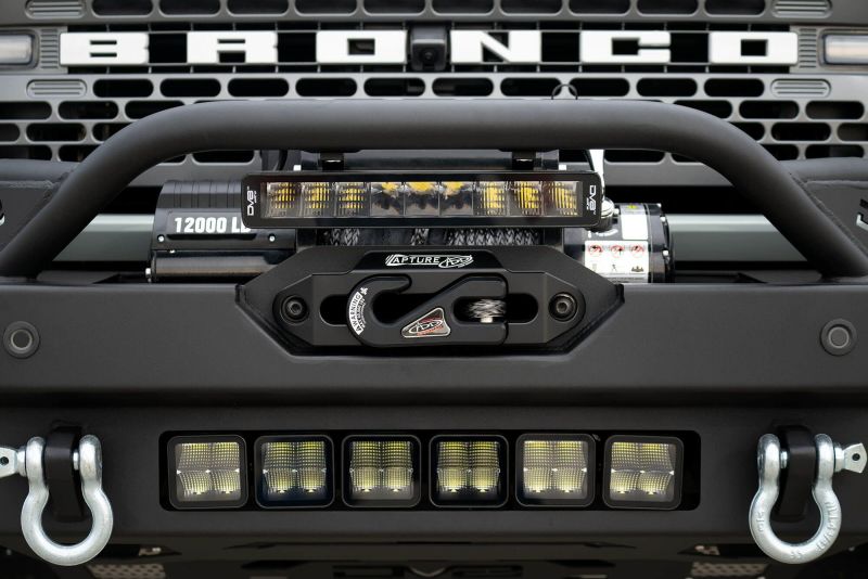 DV8 Offroad FBBR-02 2021+ Ford Bronco Modular Front Bumper Winch Capable w/ Auxiliary Light Mounts
