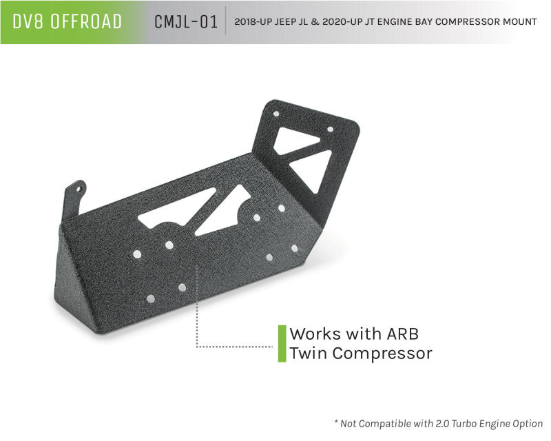 DV8 Offroad CMJL-01 2018+ Jeep JL / JT Engine Bay Compressor Mount